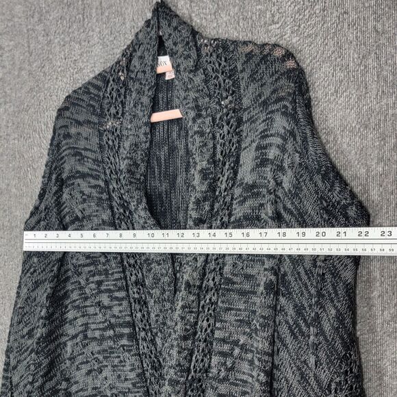 Knox Rose Sweater Womens XL Gray Black Open Front Fringed Boho Knit Cardigan - Picture 5 of 11